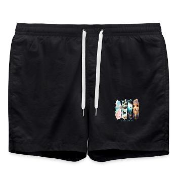 Bahamas Design – Strand & Meer Urlaub Motiv - Badeshorts - Schwarz - Vorne - AI Model Male 185 light (185cm)