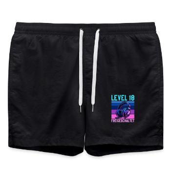18. Geburtstag Junge Mädchen Gamer Level 18 - Badeshorts - Schwarz - Vorne - AI Model Male 185 light (185cm)