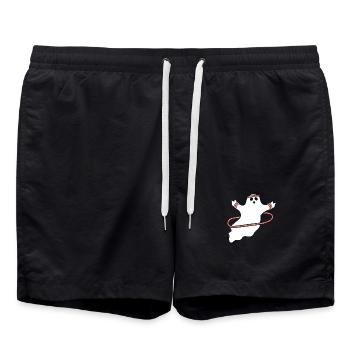 Hula Hup Hopp Halloween Hullern Huller Ghost - Swim Trunks - black - Front - AI Model Male 185 light (185cm)