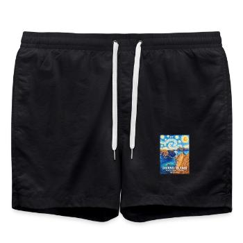 Paysage côtier : Îles Anglo-Normandes, Californie - Short de bain - noir - Devant - AI Model Male 185 light (185cm)