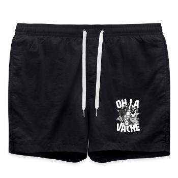 Oh die schwarz-weiße Kuh: für albern, albern, albern - Badeshorts - Schwarz - Vorne - AI Model Male 185 light (185cm)