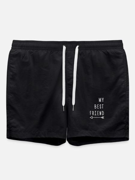 Best Friend Arrow Typography - Swim Trunks - black