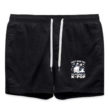Je ne t’entends pas, j’écoute de la musique de fans de K-Pop - Short de bain - noir - Devant - AI Model Male 185 light (185cm)
