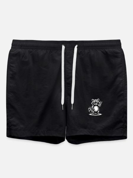 Raccoon with sunglasses - Swim Trunks - black