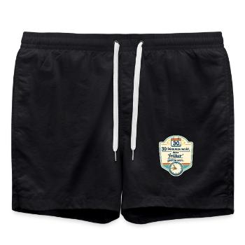 Dreißig und Retro Uhr Spruch - Badeshorts - Schwarz - Vorne - AI Model Male 185 light (185cm)