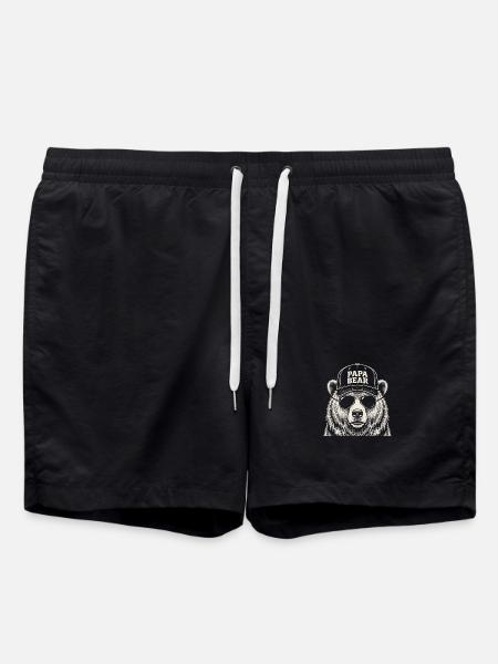 Papa Bear Father Dad Grandpa Family Man - Swim Trunks - black