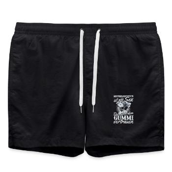 Motorrad Humor Sex Gummi Vertrauen - Badeshorts - Schwarz - Vorne - AI Model Male 185 light (185cm)