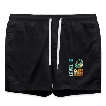 12. Geburtstag Junge Mädchen Gaming Level 12 Jahre - Badeshorts - Schwarz - Vorne - AI Model Male 185 light (185cm)