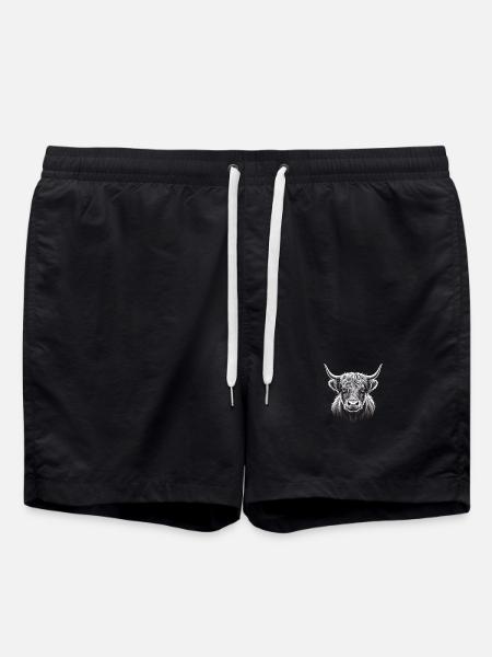 Scottish Highland cattle - Swim Trunks - black