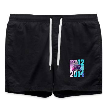 12. Geburtstag Gaming Gamer - Badeshorts - Schwarz - Vorne - AI Model Male 185 light (185cm)