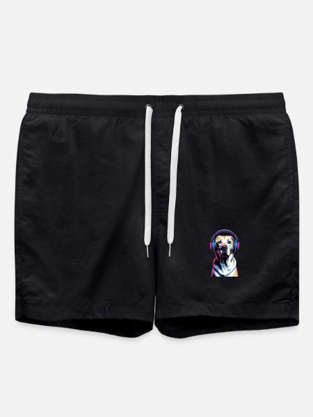 Labrador avec casque - Short de bain - noir
