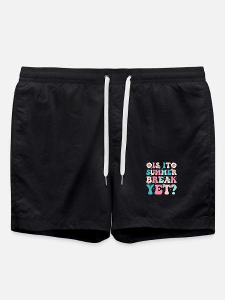 Summer Break Retro Floral Lettering - Swim Trunks - black