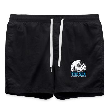 La mer appelle et je dois y aller, capitaine voile voile - Short de bain - noir - Devant - AI Model Male 185 light (185cm)