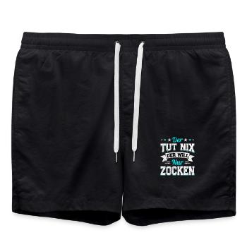 Der Tut Nix Der Will Nur Zocken - Badeshorts - Schwarz - Vorne - AI Model Male 185 light (185cm)