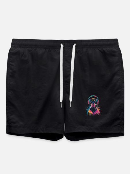 Doberman avec casque - Short de bain - noir
