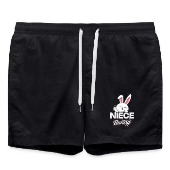 Joyeuse Pâques, douce chasse aux œufs du lapin, œufs de Pâques - Short de bain - noir - Devant - AI Model Male 185 light (185cm)