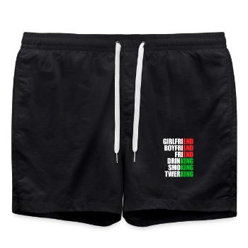 Ex Girlfriend King JGA Herren Single Party Malle - Badeshorts - Schwarz - Vorne - AI Model Male 185 light (185cm)