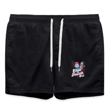 Chill The Fourth Out Patriotic Humor - Swim Trunks - black - Front - AI Model Male 185 light (185cm)