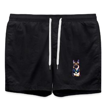 Berger allemand avec casque - Short de bain - noir - Devant - AI Model Male 185 light (185cm)