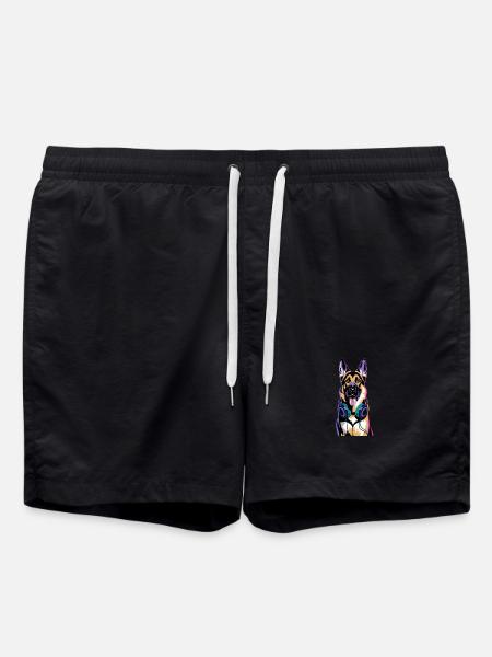 Deutscher Schäferhund mit Kopfhörer - Badeshorts - Schwarz