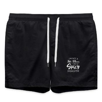 Spicy Disaster Quote Tee - Swim Trunks - black - Front - AI Model Male 185 light (185cm)