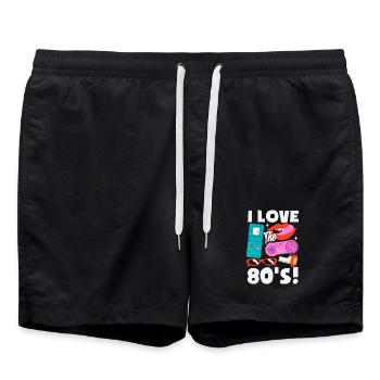 Retro Back to the 80s Vintage Design - Badeshorts - Schwarz - Vorne - AI Model Male 185 light (185cm)