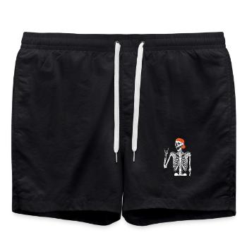 Skeleton Rocking an Orange Cap - Swim Trunks - black - Front - AI Model Male 185 light (185cm)