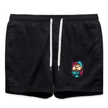 Baseball-Sundae Leckerei - Badeshorts - Schwarz - Vorne - AI Model Male 185 light (185cm)
