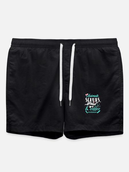 Animals, Scrubs & Coffee Vet Life - Swim Trunks - black