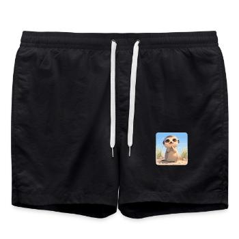 Meerkat Erdmännchen - Badeshorts - Schwarz - Vorne - AI Model Male 185 light (185cm)