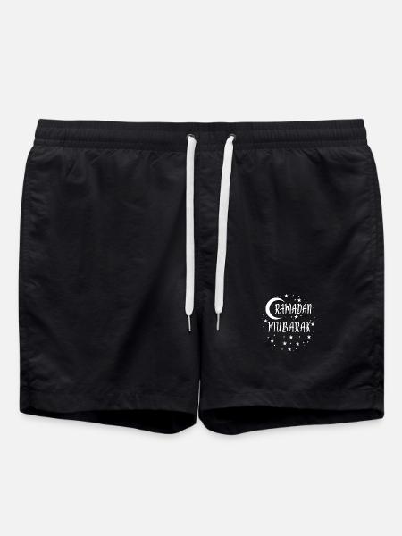 Ramadan Mubarak Moon and Stars - Swim Trunks - black