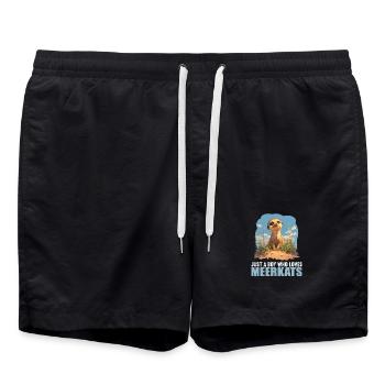 Meerkat Erdmännchen - Swim Trunks - black - Front - AI Model Male 185 light (185cm)