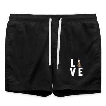 Meerkat Erdmännchen - Badeshorts - Schwarz - Vorne - AI Model Male 185 light (185cm)