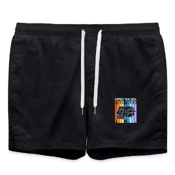 Imbiss Food Truck - Badeshorts - Schwarz - Vorne - AI Model Male 185 light (185cm)