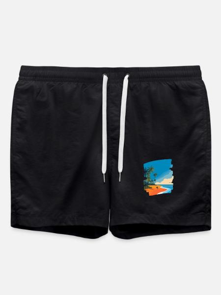 Tropical Beach - Swim Trunks - black