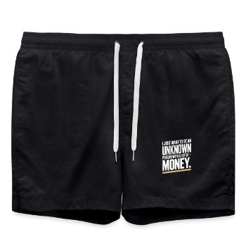 Geld Just Want To Be An Unknown Person Money Reich - Badeshorts - Schwarz - Vorne - AI Model Male 185 light (185cm)