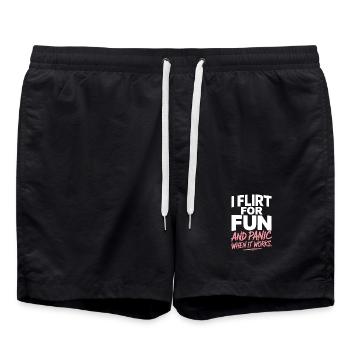 I Flirt For Fun Dating Flirt Anmachspruch Single - Badeshorts - Schwarz - Vorne - AI Model Male 185 light (185cm)