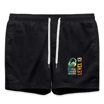 13e anniversaire Garçon Fille Adolescent Niveau 2013 - Short de bain - noir - Devant - AI Model Male 185 light (185cm)