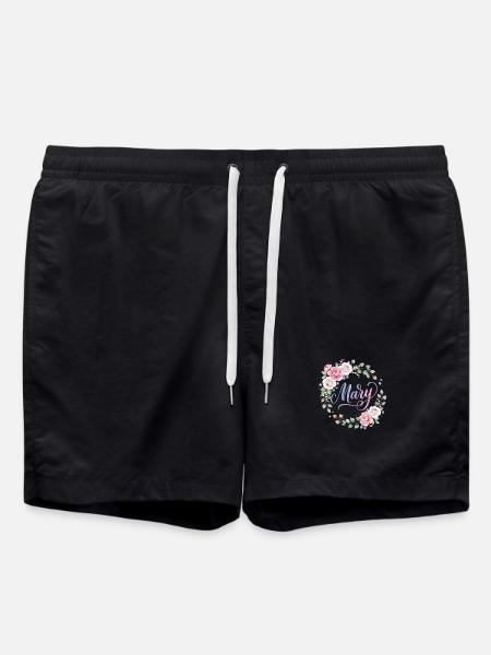 Mary Blooming Name Wreath - Swim Trunks - black