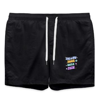 Folgen Sie Ihrem Weg – Pastell-Retro-Typografie - Badeshorts - Schwarz - Vorne - AI Model Male 185 light (185cm)