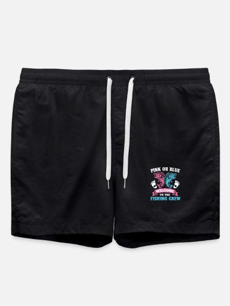 Pink oder Blau Willkommen Angelcrew - Badeshorts - Schwarz