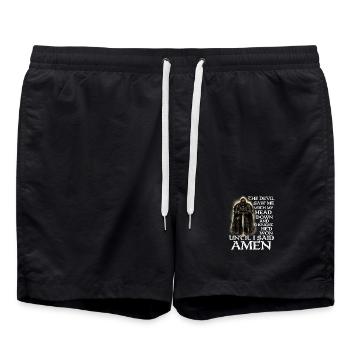 Der Teufel dachte, er hätte gewonnen, bis Amen - Badeshorts - Schwarz - Vorne - AI Model Male 185 light (185cm)