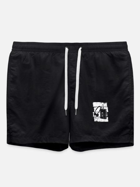 Cassette Player Drawing - Swim Trunks - black