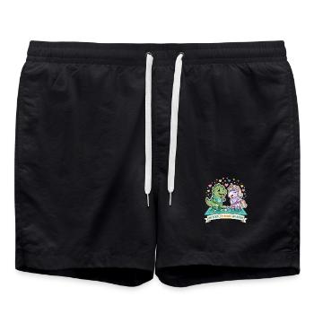 Dino Einhorn Hockey Squad - Badeshorts - Schwarz - Vorne - AI Model Male 185 light (185cm)