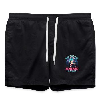 Anime et musique Chibi - Short de bain - noir - Devant - AI Model Male 185 light (185cm)