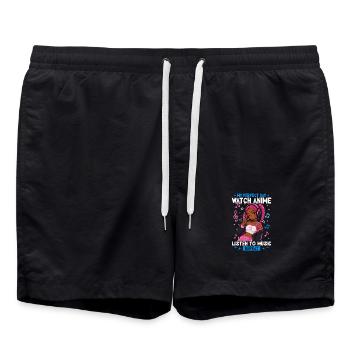 Anime et musique Chibi Black Girl - Short de bain - noir - Devant - AI Model Male 185 light (185cm)