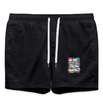 Nacht von Freitag auf Montag Filmriss Party JGA - Badeshorts - Schwarz - Vorne - AI Model Male 185 light (185cm)