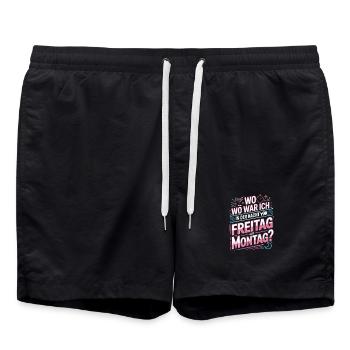 Nacht von Freitag auf Montag Filmriss Party JGA - Badeshorts - Schwarz - Vorne - AI Model Male 185 light (185cm)