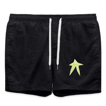 Yellow Star Drawing - Swim Trunks - black - Front - AI Model Male 185 light (185cm)