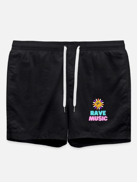 Sunshine Rave Music Neon Design - Swim Trunks - black